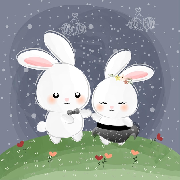 cute little bunnies dancing in the night