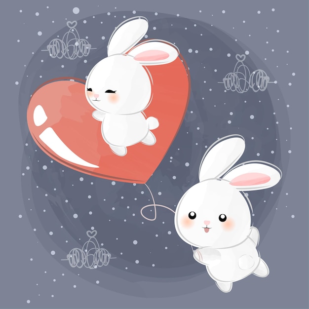 Cute little bunnies flying