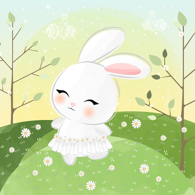 cute little bunny wearing daisy skirt