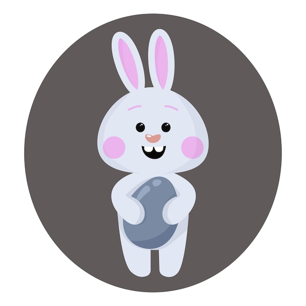 Cute little bunny with Easter egg Easter bunny multicolored vector clipart Easter card happy Easter