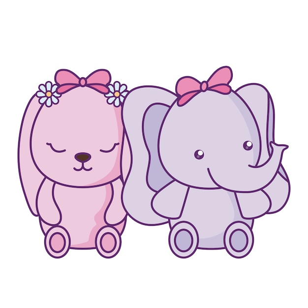 Cute little bunny with elephant baby character