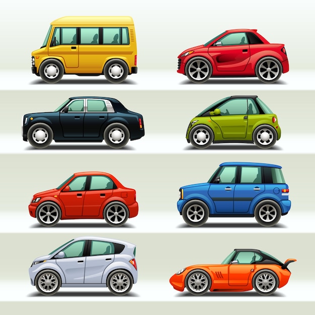 cute little car icon set 3