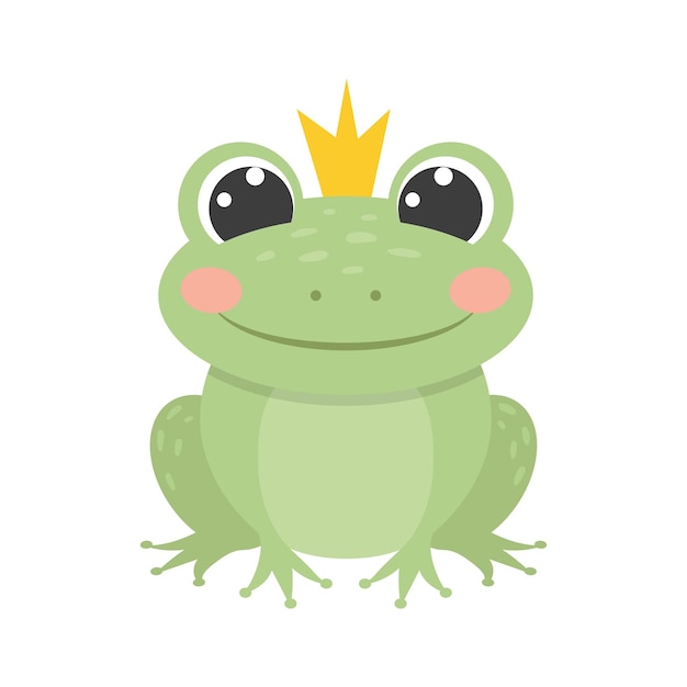 Cute little cartoon frog princess Isolated on a white background