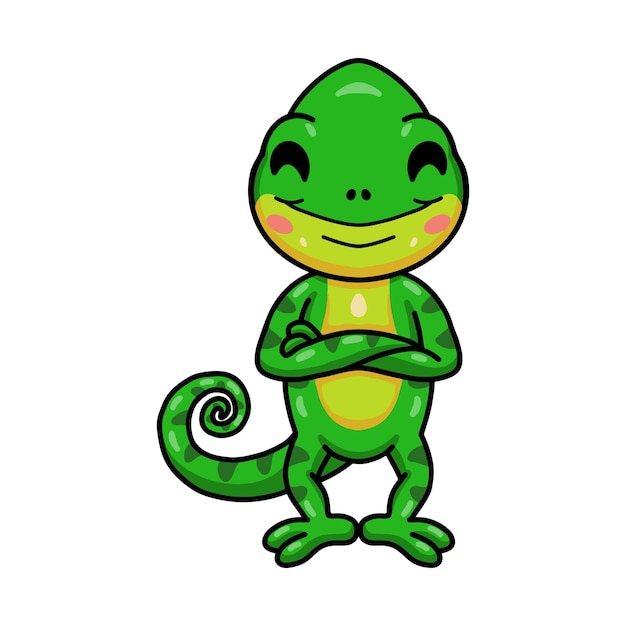 Cute little chameleon cartoon standing