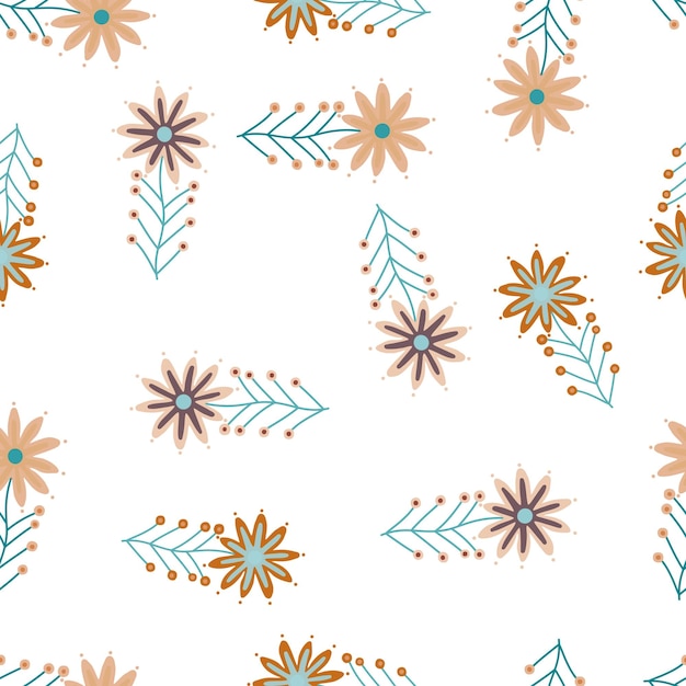 Cute little chamomile floral ornament wallpaper Aster flower seamless pattern