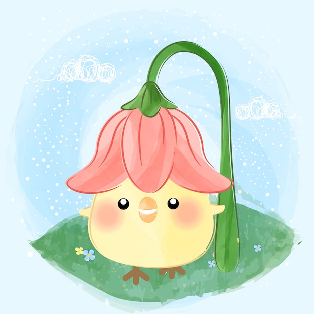 cute little chick and flower hat