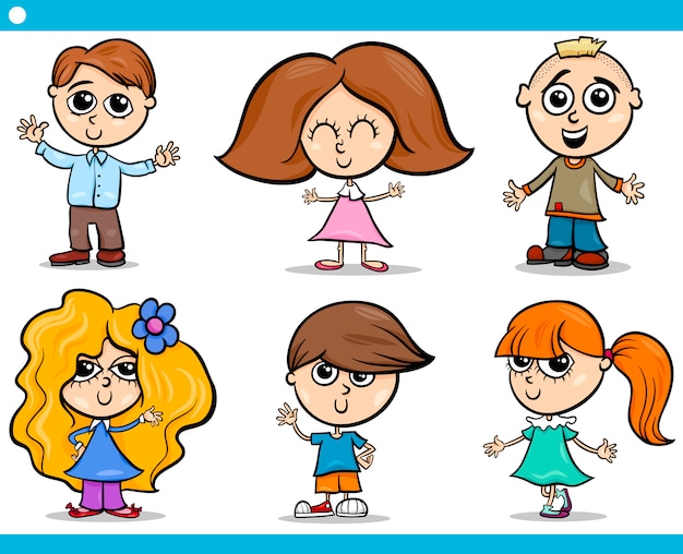 cute little children cartoon set