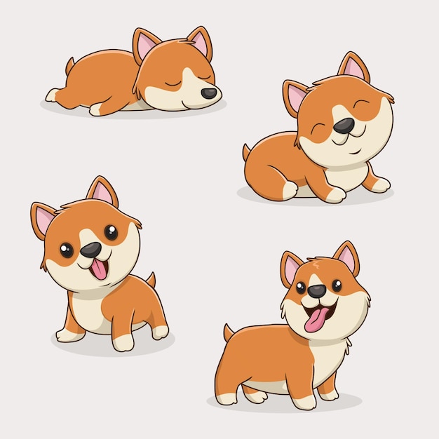 Cute little corgi collection set