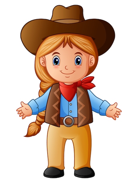 Cute little cowgirl cartoon