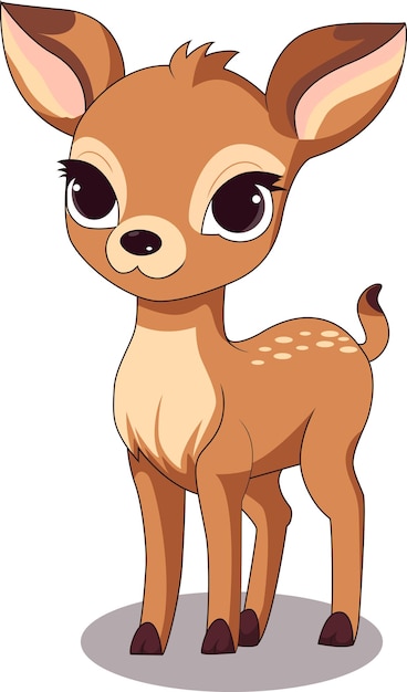 Cute Little Deer Cartoon On White Background