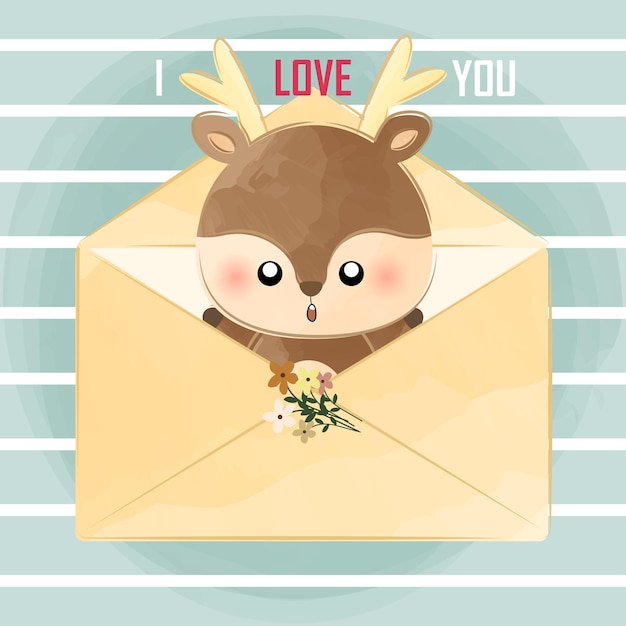 cute little deer from envelope