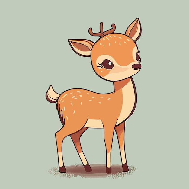 A cute little deer is in a green background