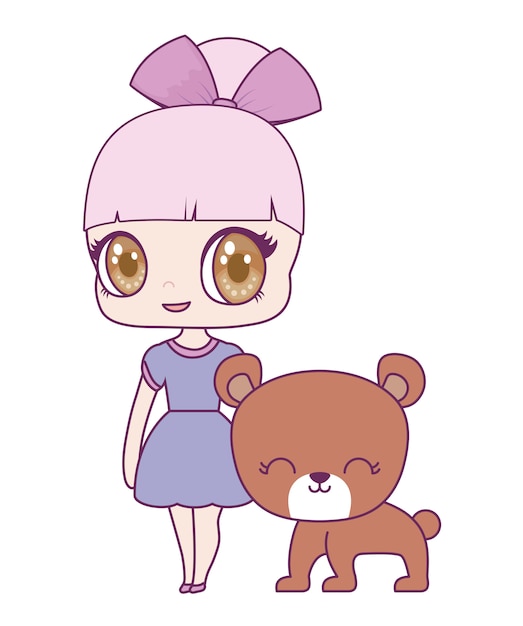 Cute little doll with bear animal