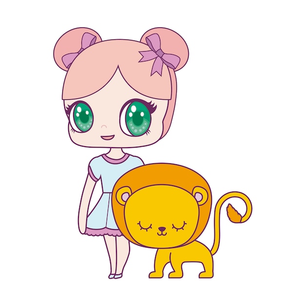 Cute little doll with lion animal