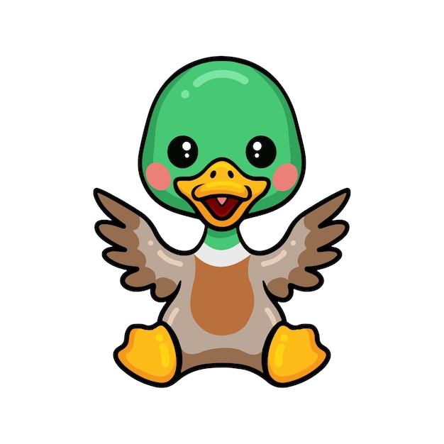 Cute little duck cartoon sitting