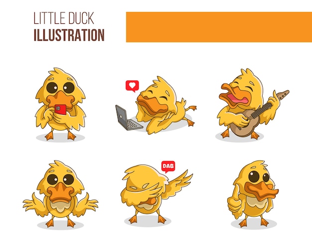 Cute Little Duck Illustration Set  