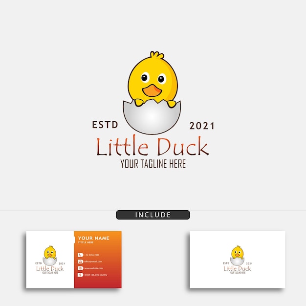 Cute little duck logo design concept with little duck hatched from an egg vector illustration