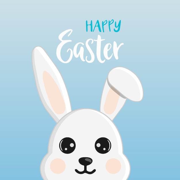 Cute little easter bunny Character in cartoon style Happy Easter greeting card