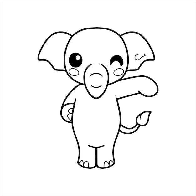 Cute little elephant cartoon Coloring page for kids