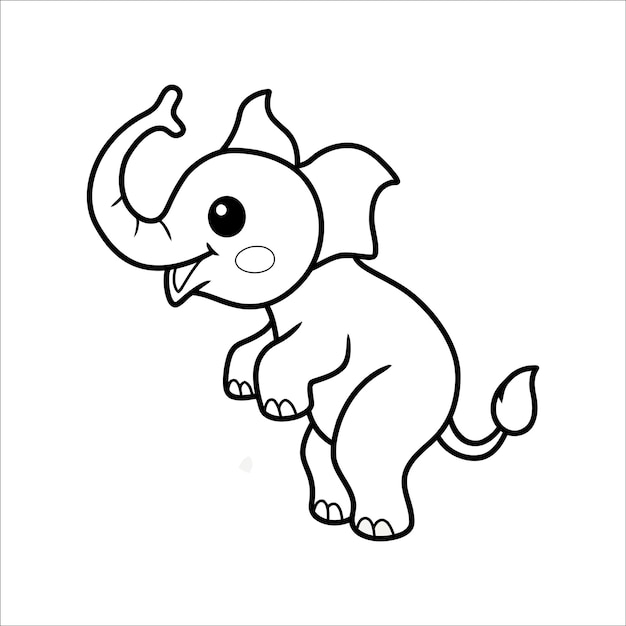 Cute little elephant cartoon Coloring page for kids