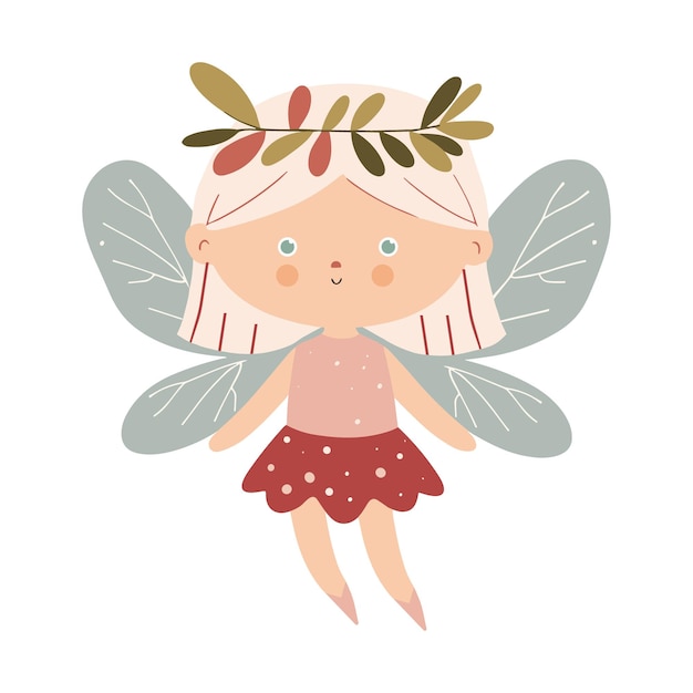 Cute little fairy in flat style for kids Fantasy characters clipart