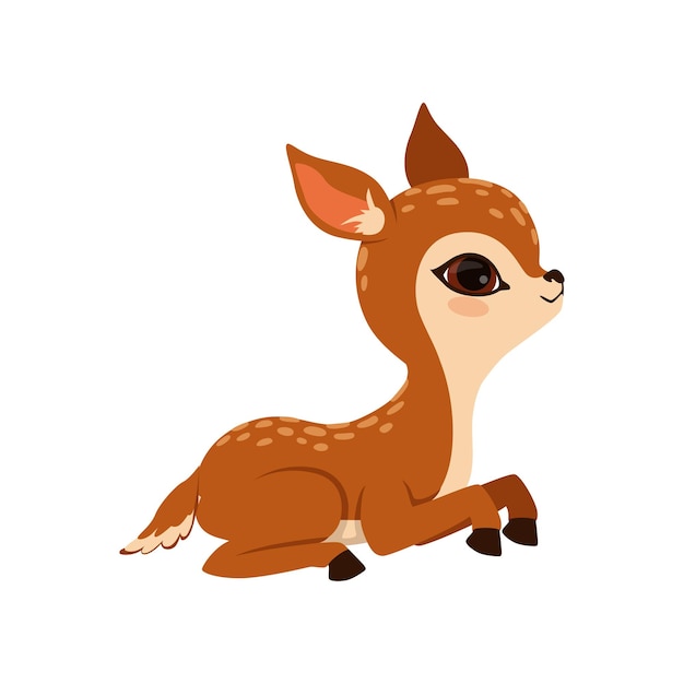 Cute little fawn character lying vector Illustration isolated on a white background