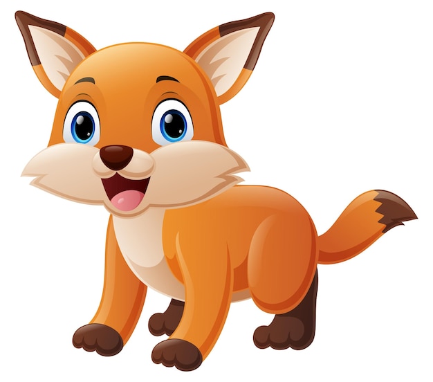 Cute little fox cartoon posing