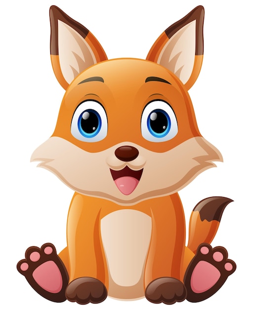 Cute little fox cartoon sitting