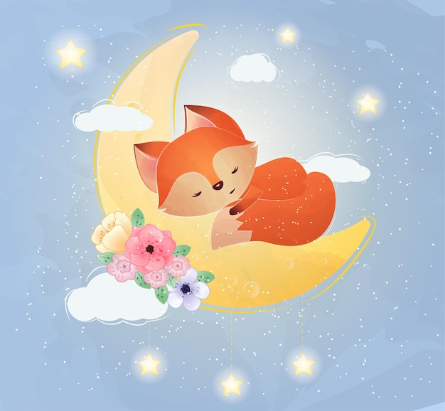 cute little fox illustration