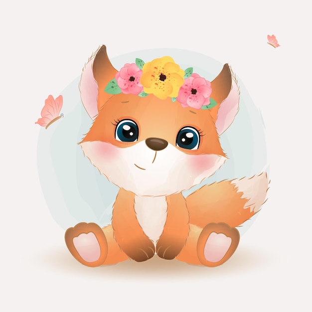 cute little fox illustration