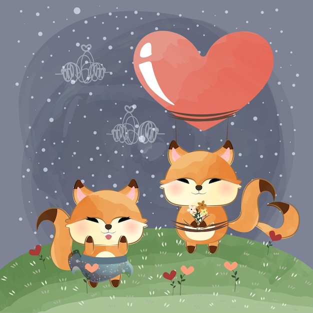 cute little foxes in love