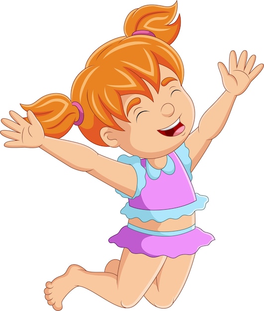 Cute little girl cartoon jumping