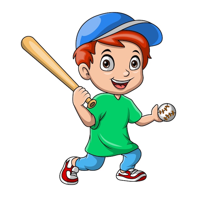 Cute little girl cartoon playing a baseball