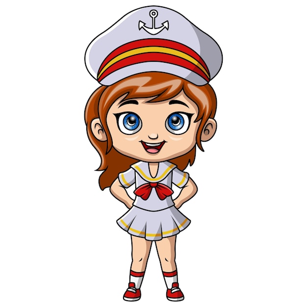 Cute little girl cartoon wearing sailor uniform