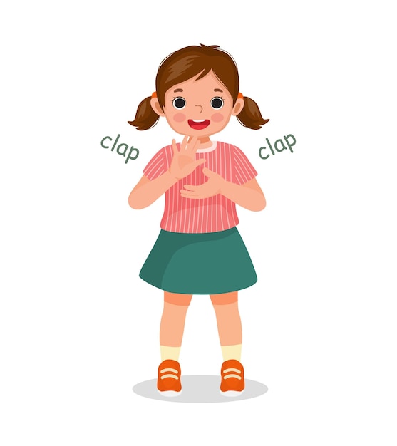 Cute little girl clapping her hands showing appreciation and congratulation gesture