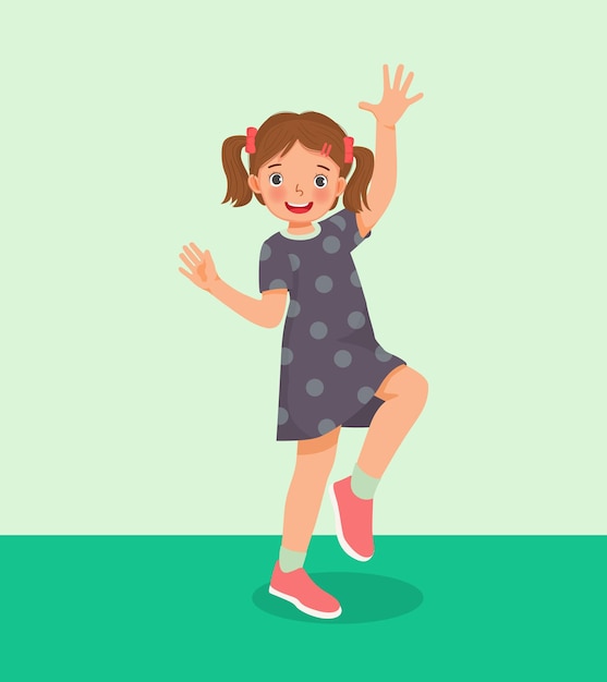 cute little girl dancing having fun in studio