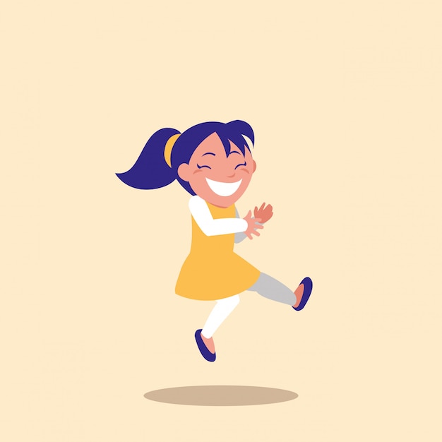 Cute little girl jumping avatar character