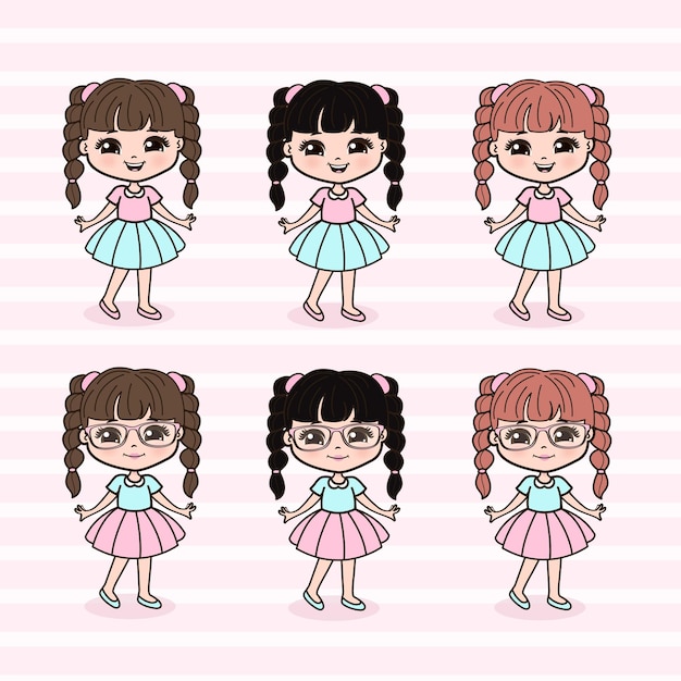 Cute Little Girls Illustration