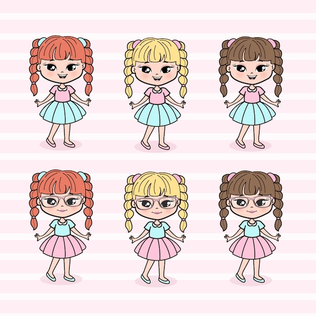 Cute Little Girls Illustration