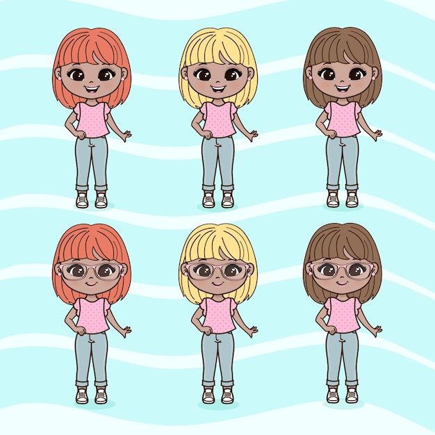 cute little girls illustrations