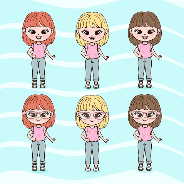 cute little girls illustrations