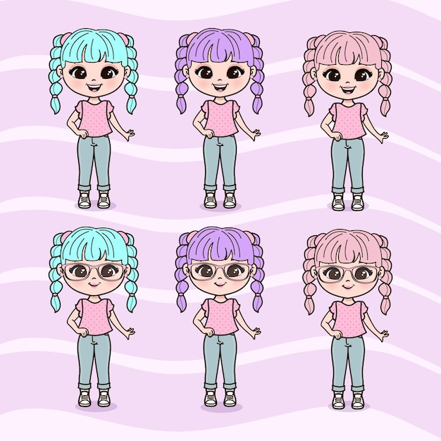 cute little girls illustrations