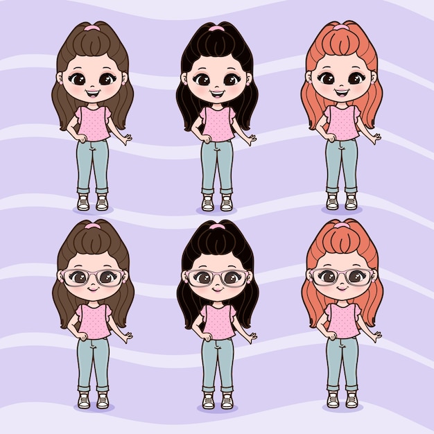 cute little girls illustrations