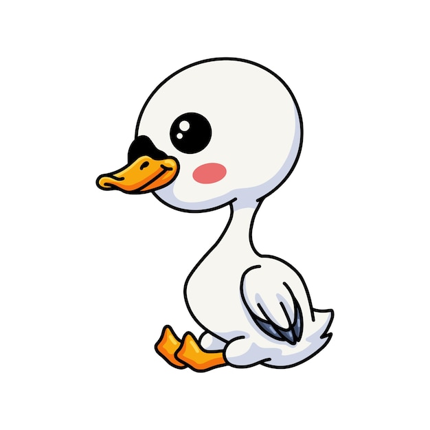 Cute little goose cartoon sitting