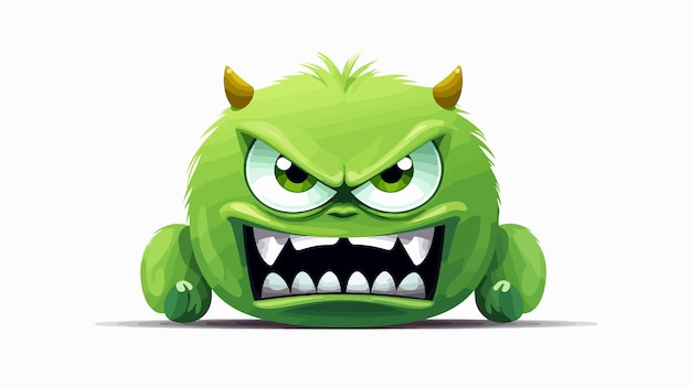 Cute Little Green Monster Character Flat Vector on White Background