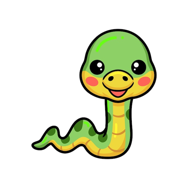 Cute little green snake cartoon