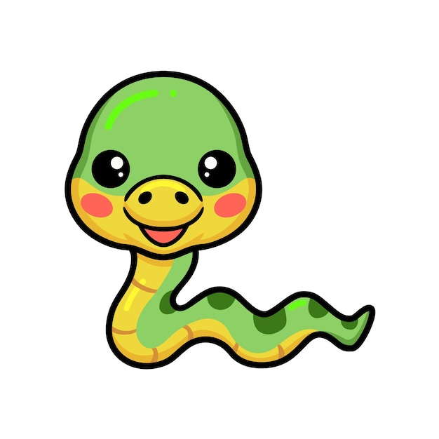 Cute little green snake cartoon