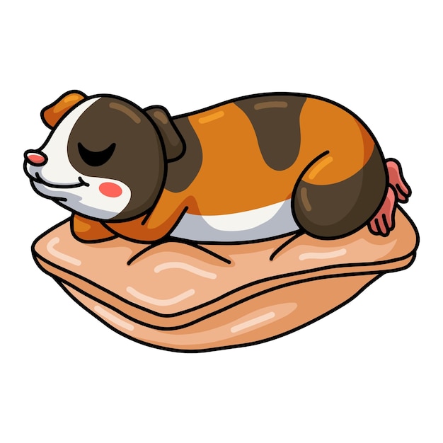 Cute little guinea pig cartoon sleeping