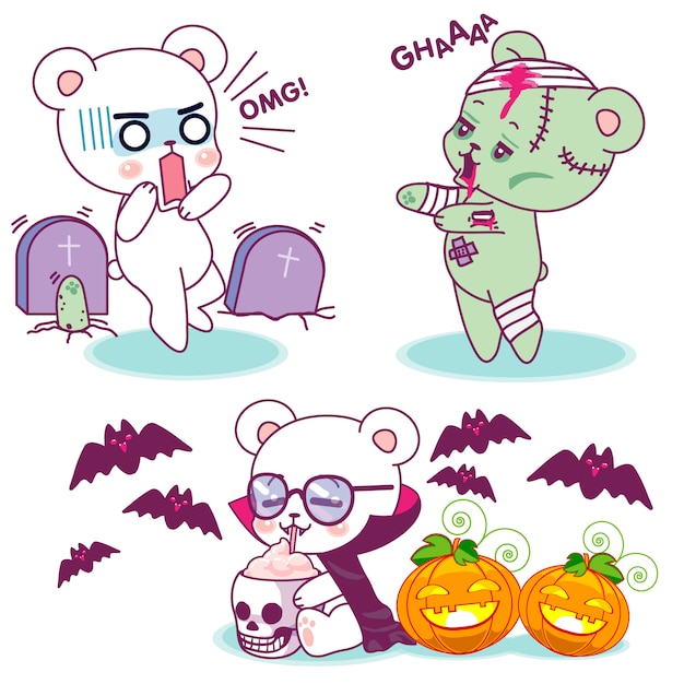 Cute little halloween horror bears