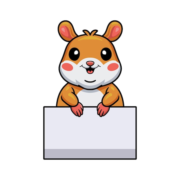 Cute little hamster cartoon with blank sign